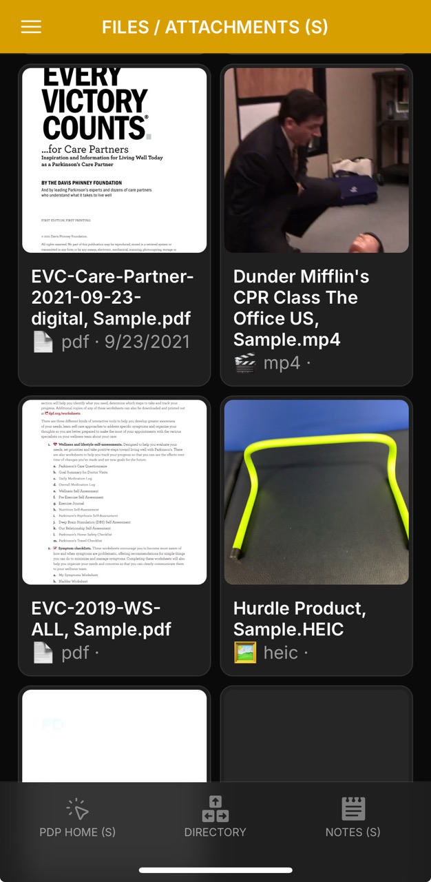 Files & Attachments Page